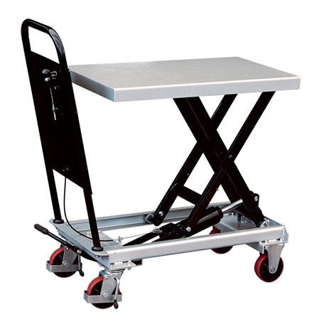 Lyftbord på hjul | Mobilt Manuellt Lyftbord, 250 kg, 500 x 830 mm