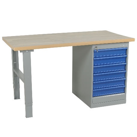Arbetsbord | Justerbart arbetsbord 1600-2000mm med boardskiva - 6 lådor