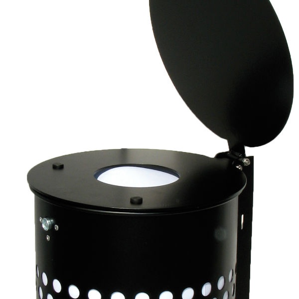 Papperskorg | Cylinder 50L med dubbla lock-centrumstolpe, svart